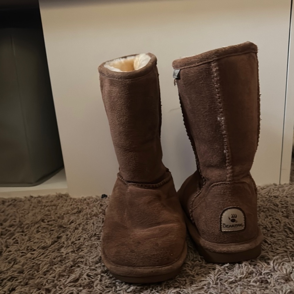 BearPaw Brown Ankle Booties with Plush Lining